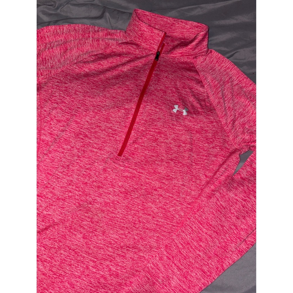 Under Armour HeatGear Women's Heather Red Loose Fit 1/4 Zip Pullover, Size L - Picture 2 of 7